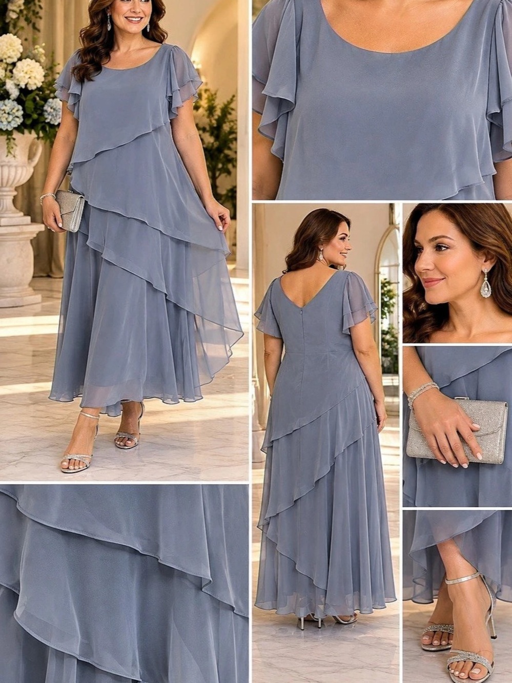 Formal Dress Tiered Maxi Dress in Blue Size 16 NWT